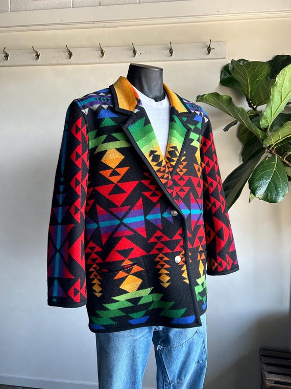 1990s Pendleton Rainbow Wool Reversible Jacket - image 1