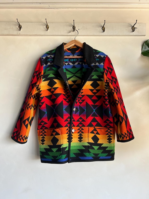 1990s Pendleton Rainbow Wool Reversible Jacket - image 9