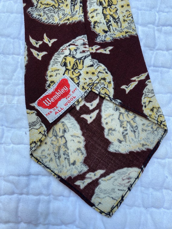 1940s Novelty Hunting Print Wembley Tie 100% Wool - image 5