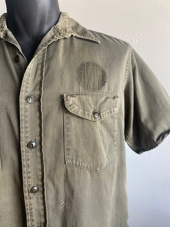 1940s Sweet Orr Olive Drab Distressed Gusseted Wo… - image 2