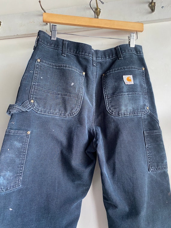 Vintage Made in USA Carhartt Double Knee Black Fa… - image 6