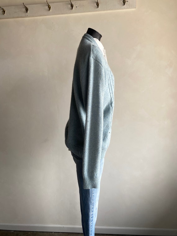 60s/70s Jantzen Light Blue Cable Knit Cardigan L - image 5