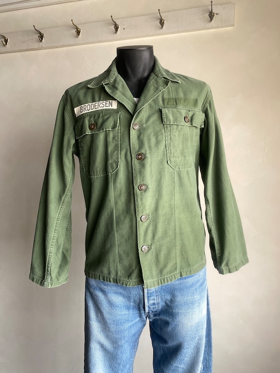 Vietnam Era OD OG-107 Cotton Field Shirt Named M-L