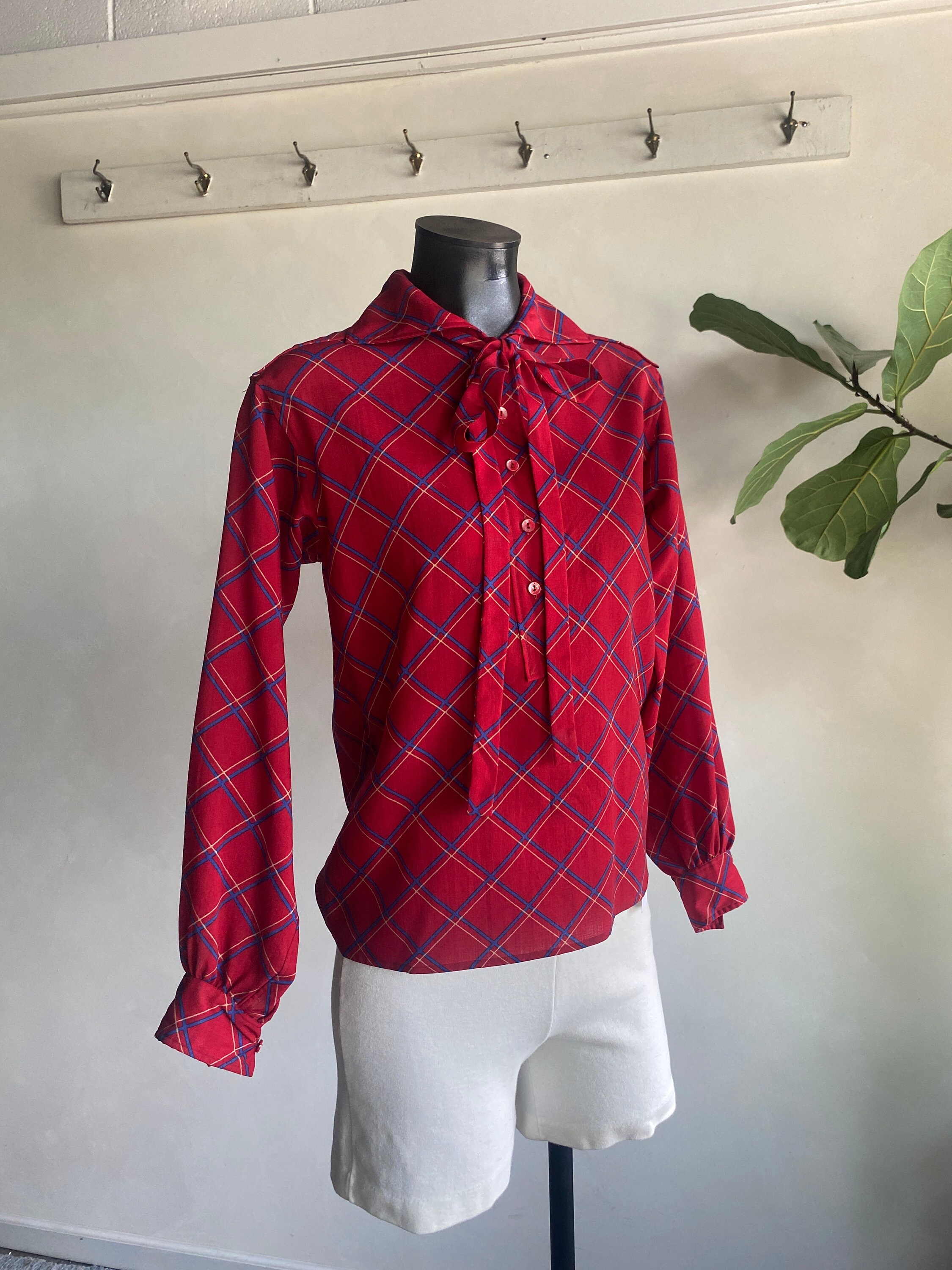 vintage yves saint laurent red blouse
