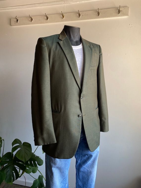 1970s Quality Iridescent Green Fine Blazer Jacket Boo… - Gem