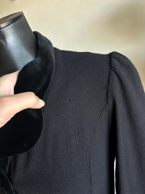 90s does 40s Laura Ashley Black Velvet Trim Princ… - image 7