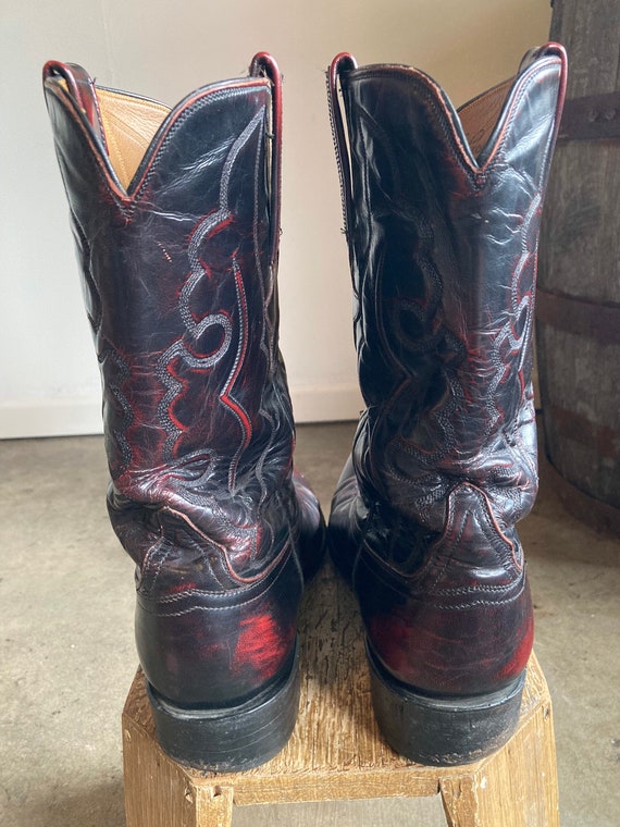 1970s Lucchese Classics Handmade Boots Red/Black … - image 3