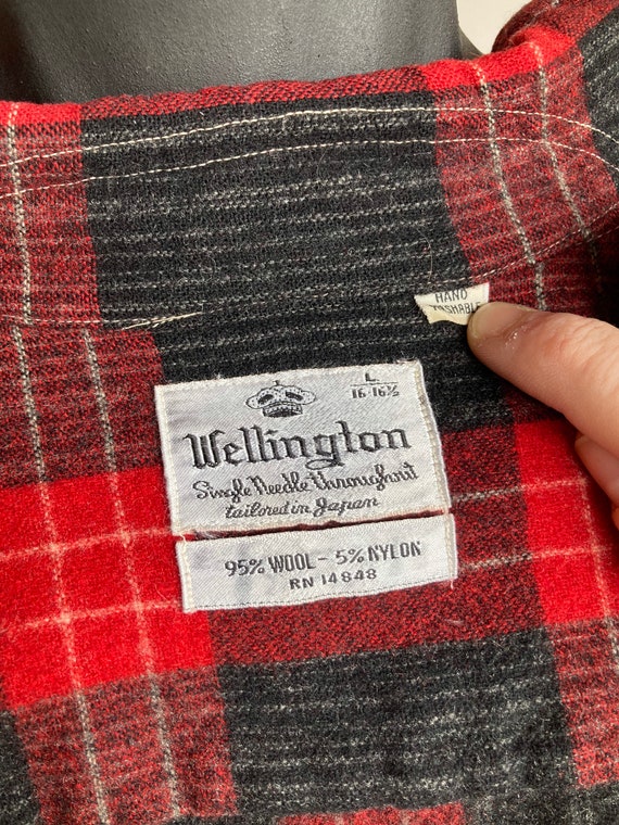 70s/80s Wellington Buffalo Check Wool Flannel Shi… - image 6