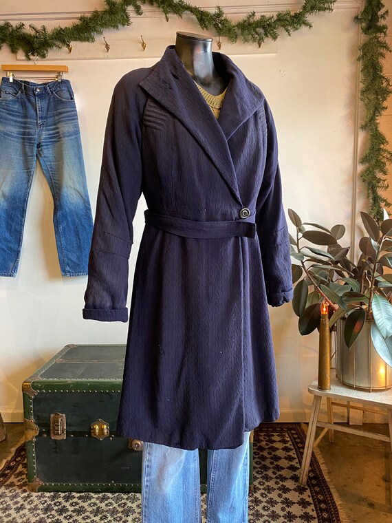 1940s Textured Navy Blue Womens Jacket S-M