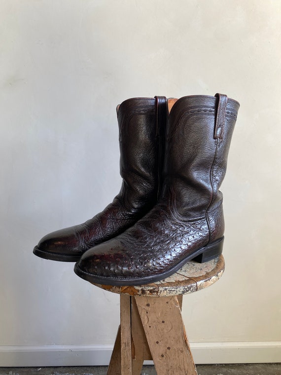 Vintage Lucchese 2000 Mahogany Ostrich Leather Ro… - image 4