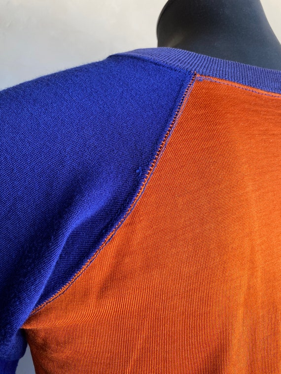 1960s Orange Blue Baseball Sleeve Durene Shirt - image 8