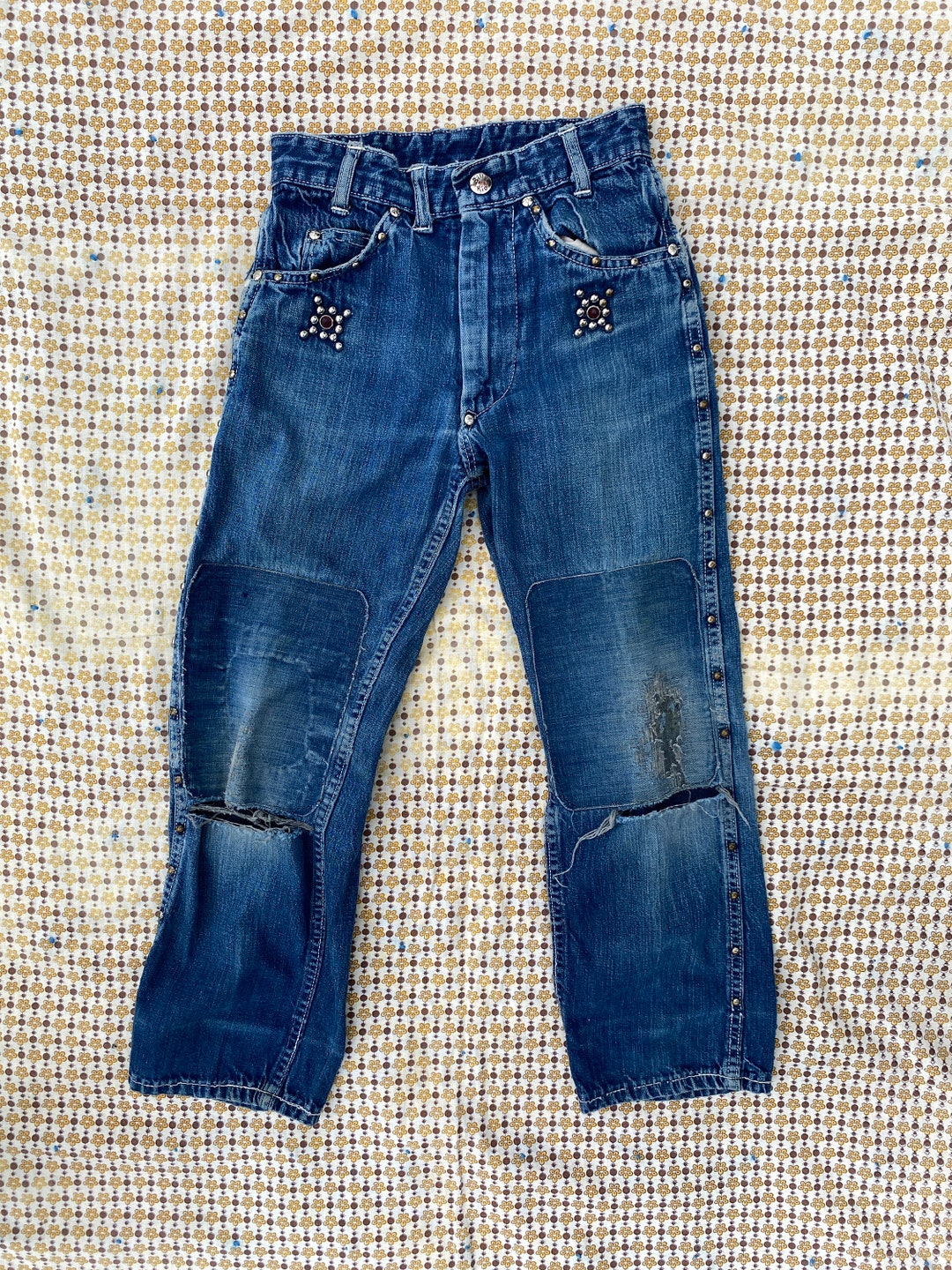 1950s Kids Billy the Kid Panchito Studded Sanforized Denim Jeans  