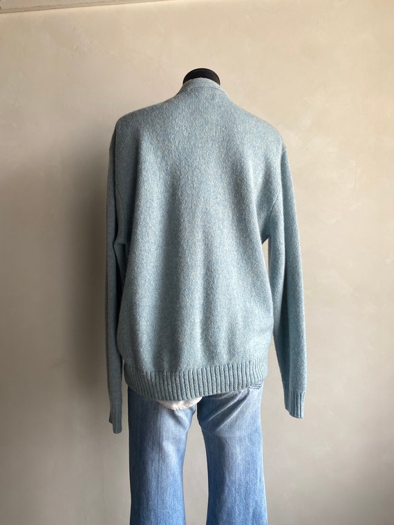 60s/70s Jantzen Light Blue Cable Knit Cardigan L - image 6