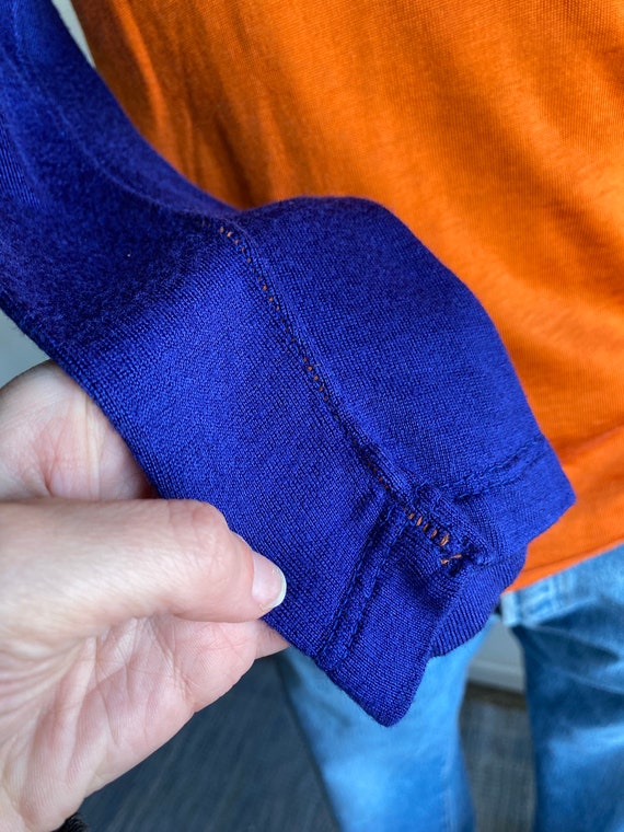 1960s Orange Blue Baseball Sleeve Durene Shirt - image 3