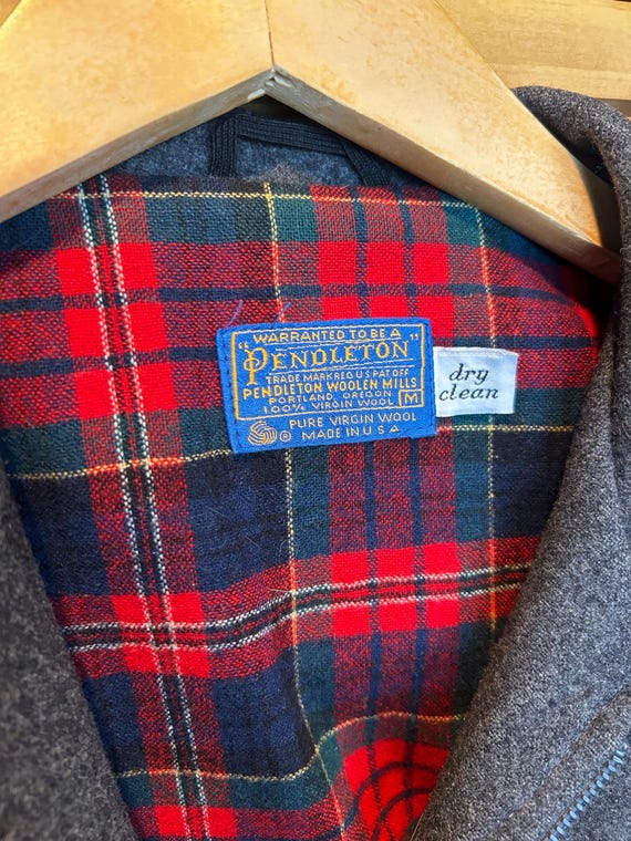 1990s Pendleton Charcoal Wool Zip Jacket M-L - image 8
