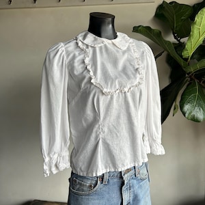 Euro antique(ヨーロッパアンティーク) 1900's~ puff sleeve drawstring neckline white cotton blouseパフスリーブなドローストリングブラウス Antique White Blouse - Etsy