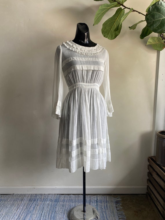 Antique White Cotton Tea Dress XS