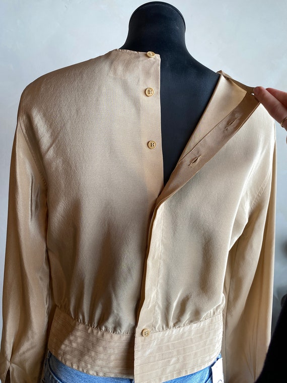 Vintage Giorgio Armani Cream Tan Silk Back Closur… - image 9