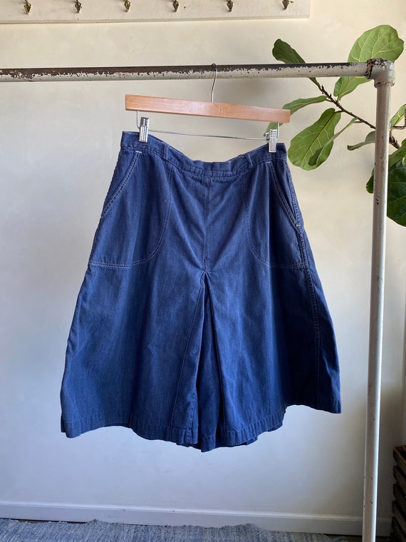 1960s Unbranded Denim Skort Shorts - image 1