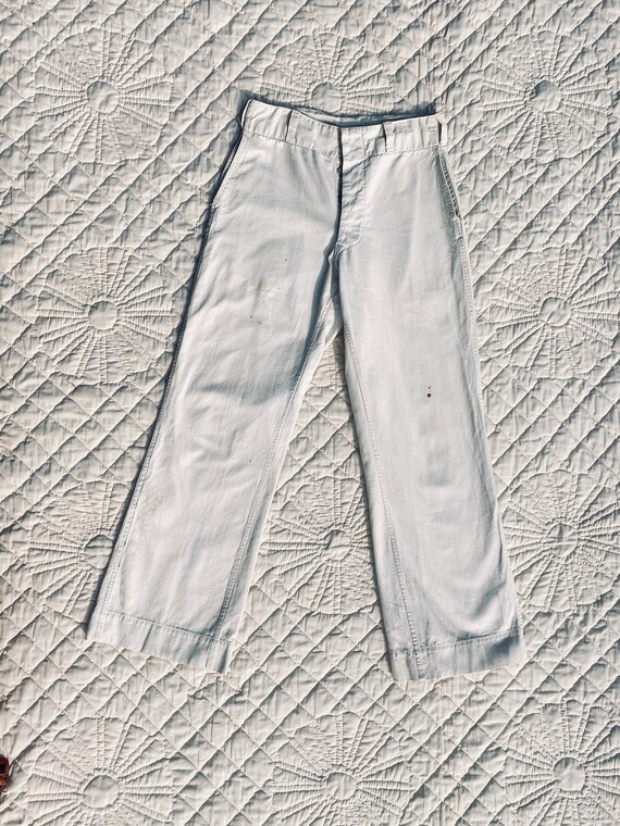 1940's Dayton High Rise Button Fly Wide Leg White