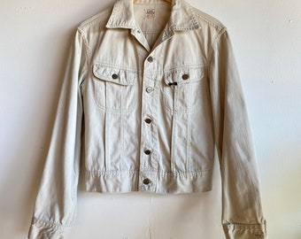 1960s LEE 100-J Sanforized Westerner Khaki Denim Jacket 38 S/M