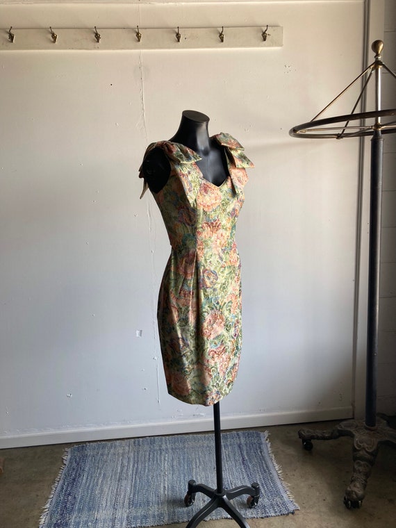 80s Midnight Glo Floral Shift Dress Size Small