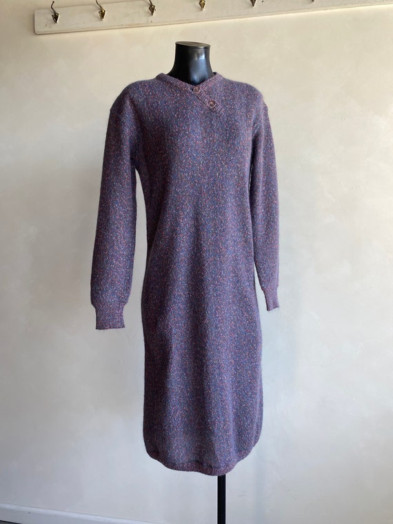 1980s Missoni Purple Rainbow Fleck Knit Sweater Dr