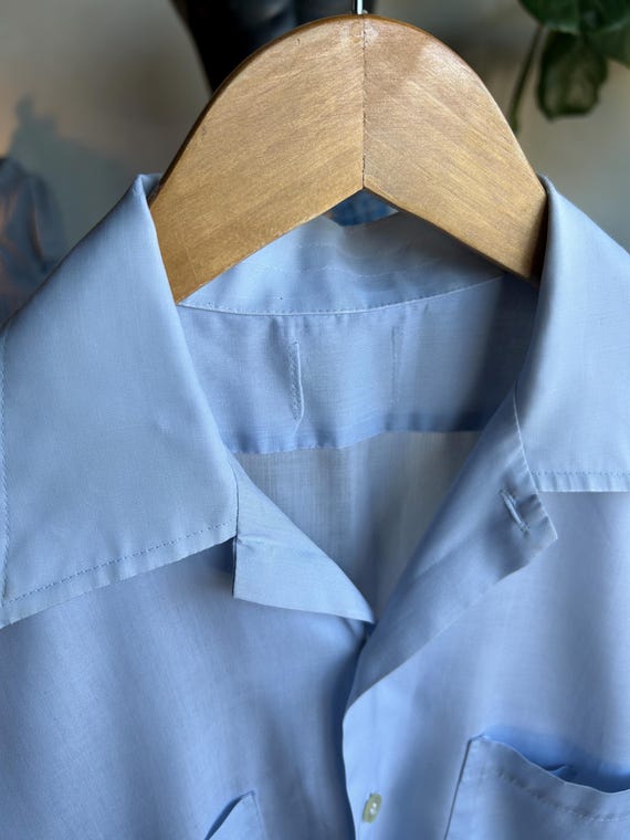 Basic Vintage Gray Blue Lightweight Button Up Shi… - image 2