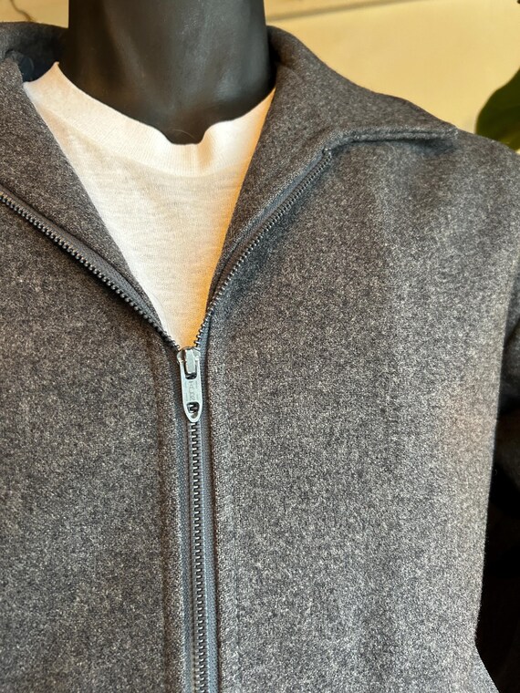 1990s Pendleton Charcoal Wool Zip Jacket M-L - image 3