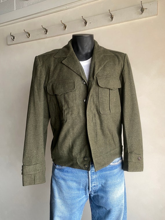 WWII Eisenhower Military Wool Coat Jacket M/L - image 1