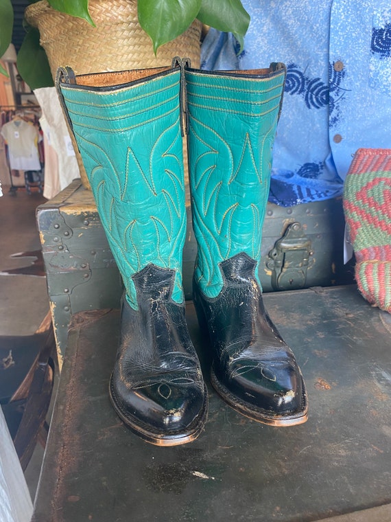 1950s Texas Boot Co. Turquoise Women’s Cowboy Boo… - image 5