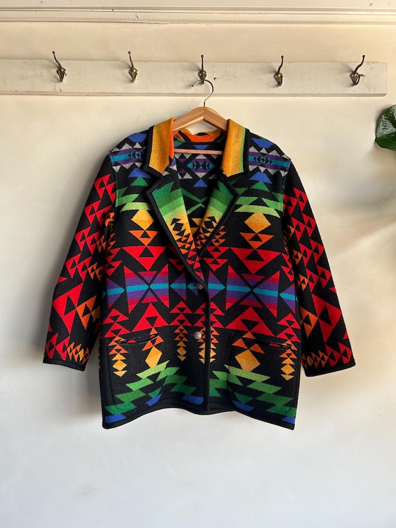 1990s Pendleton Rainbow Wool Reversible Jacket - image 2