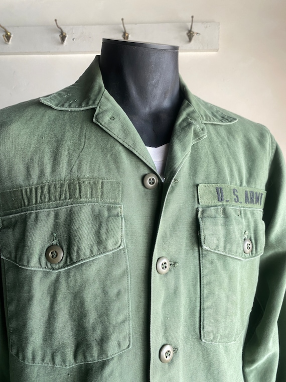 Vietnam Era Cotton OD Sateen OG-107 Field Shirt B… - image 3