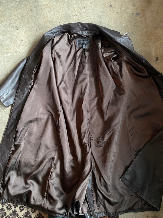 1990s Centigrade Dark Brown Leather Womens Trench… - image 2