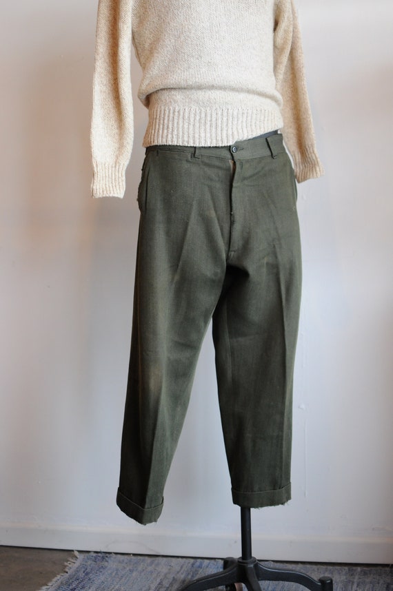 1940s/50s Repaired Sweet Orr Wool Twill Cropped T… - image 1