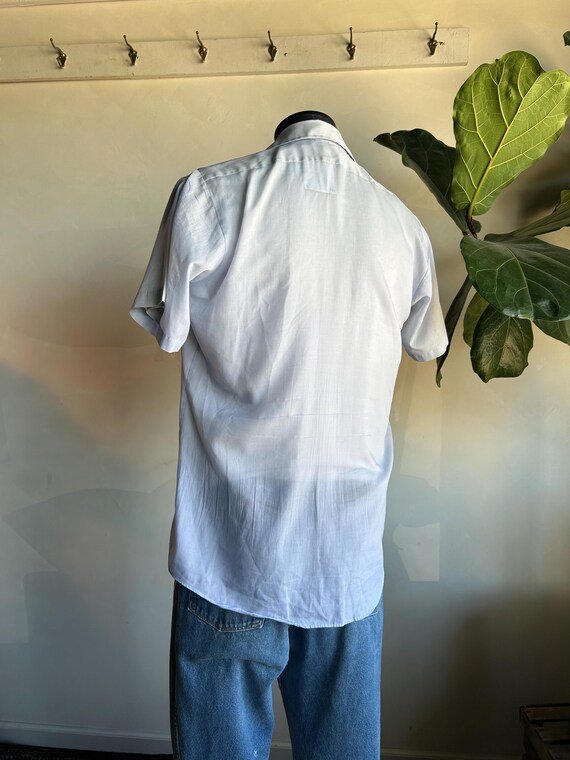 Basic Vintage Gray Blue Lightweight Button Up Shi… - image 7