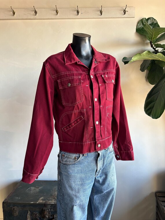 1960s/70s Jcpenney Ranchcraft Wine Maroon Burgundy Bar Tack Snap 