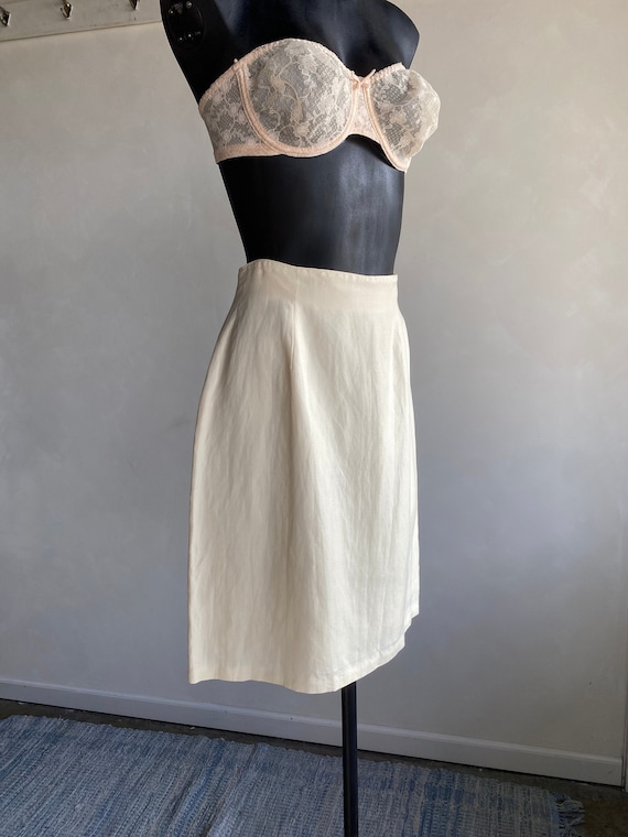 Vintage Ralph Lauren Ivory Rayon Linen Skirt