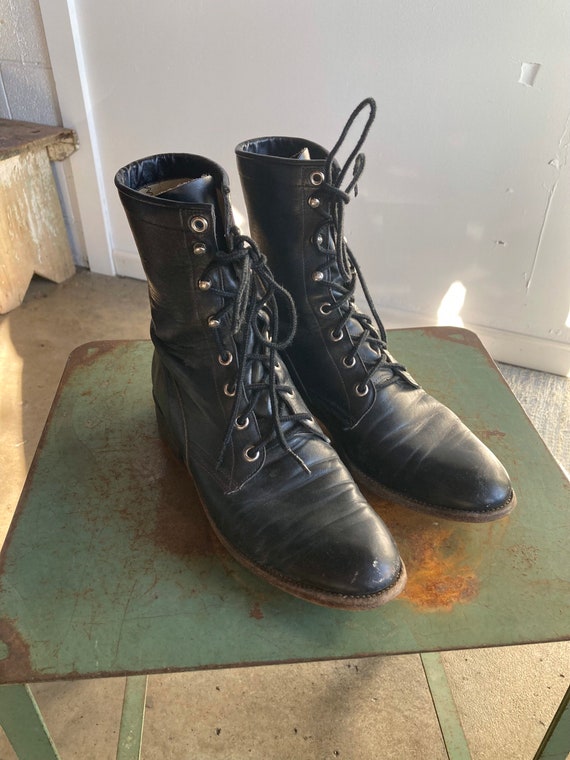 Bottes Western Vintage Justin Kiltie - Cuir Marron à Pompons - Taille 11.5 USA - Femme