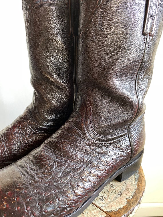 Vintage Lucchese 2000 Mahogany Ostrich Leather Ro… - image 5