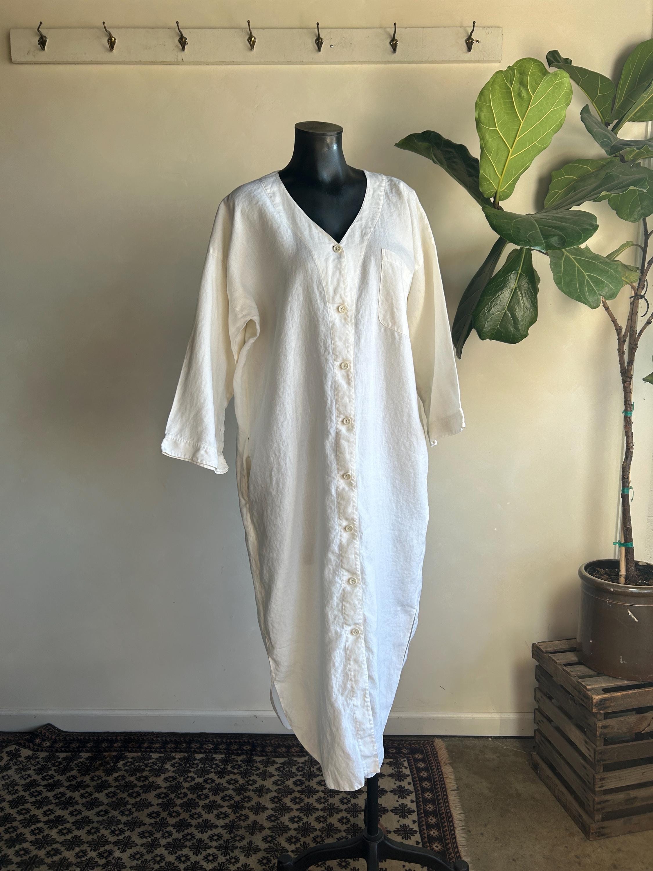 knee length dresses for ladies CALVIN KLEIN Womens White Linen Blend Button Front Midi Shirt Dress Size 4