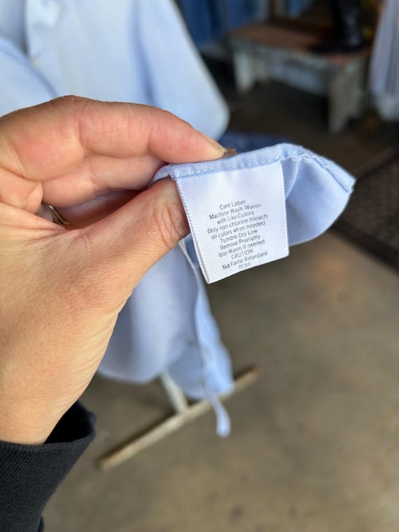 Basic Vintage Gray Blue Lightweight Button Up Shi… - image 8