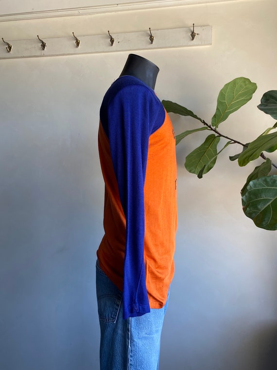 1960s Orange Blue Baseball Sleeve Durene Shirt - image 5