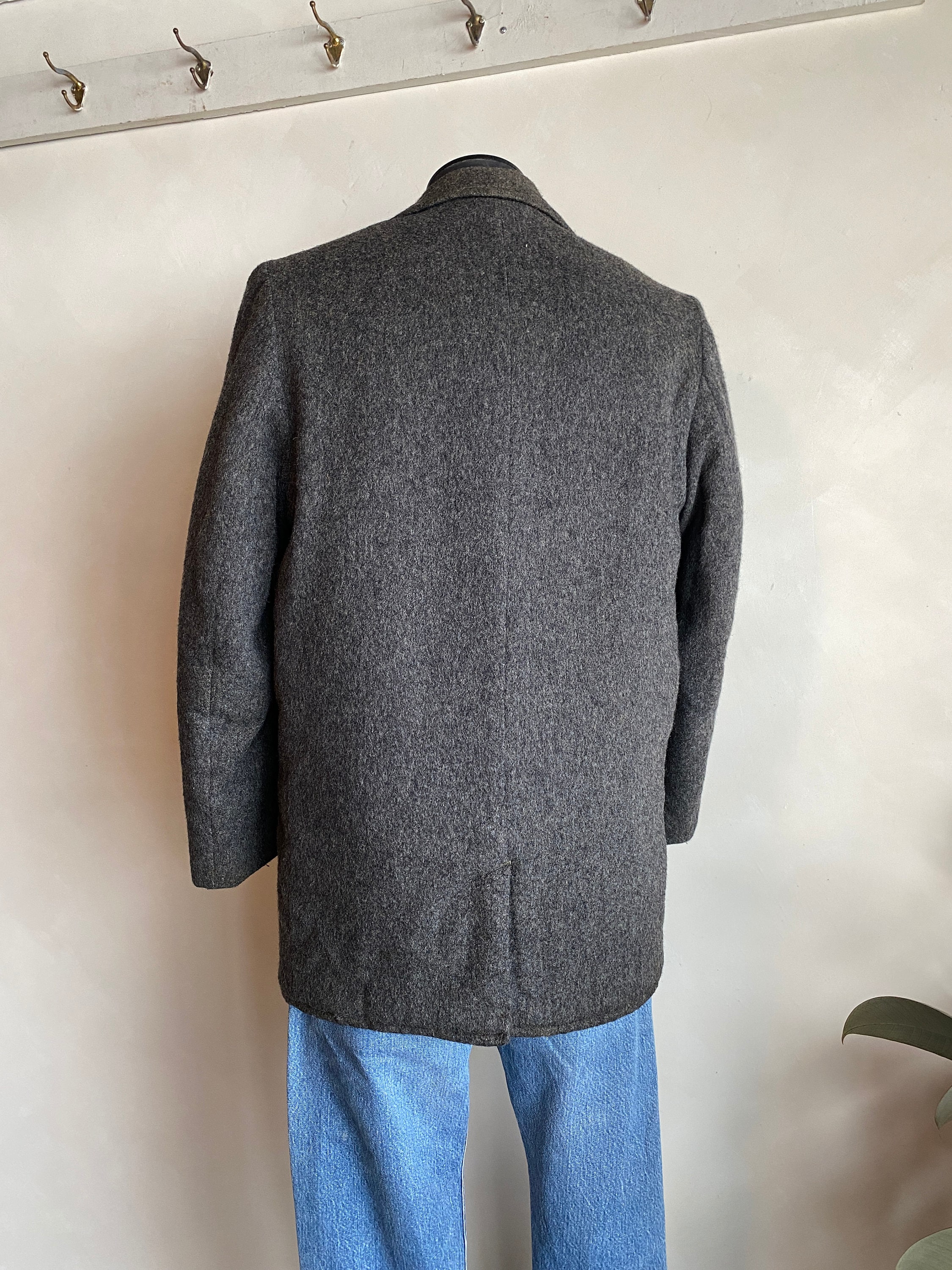 1950s Sport King Gray Wool Quilted Lining Men's Winter Coat 1950s Sport King Gray Wool Quilted Lining Men's Winter Coat