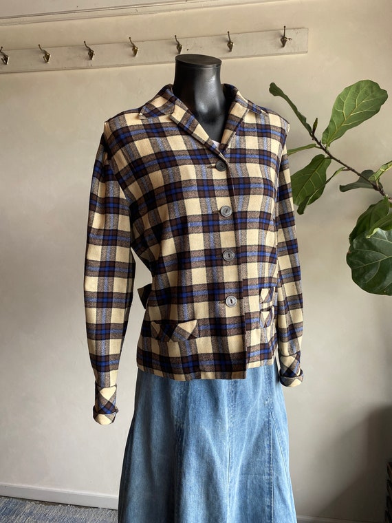 1950s Bobbie Brooks Calgary Plaid Wool 49er Jacket