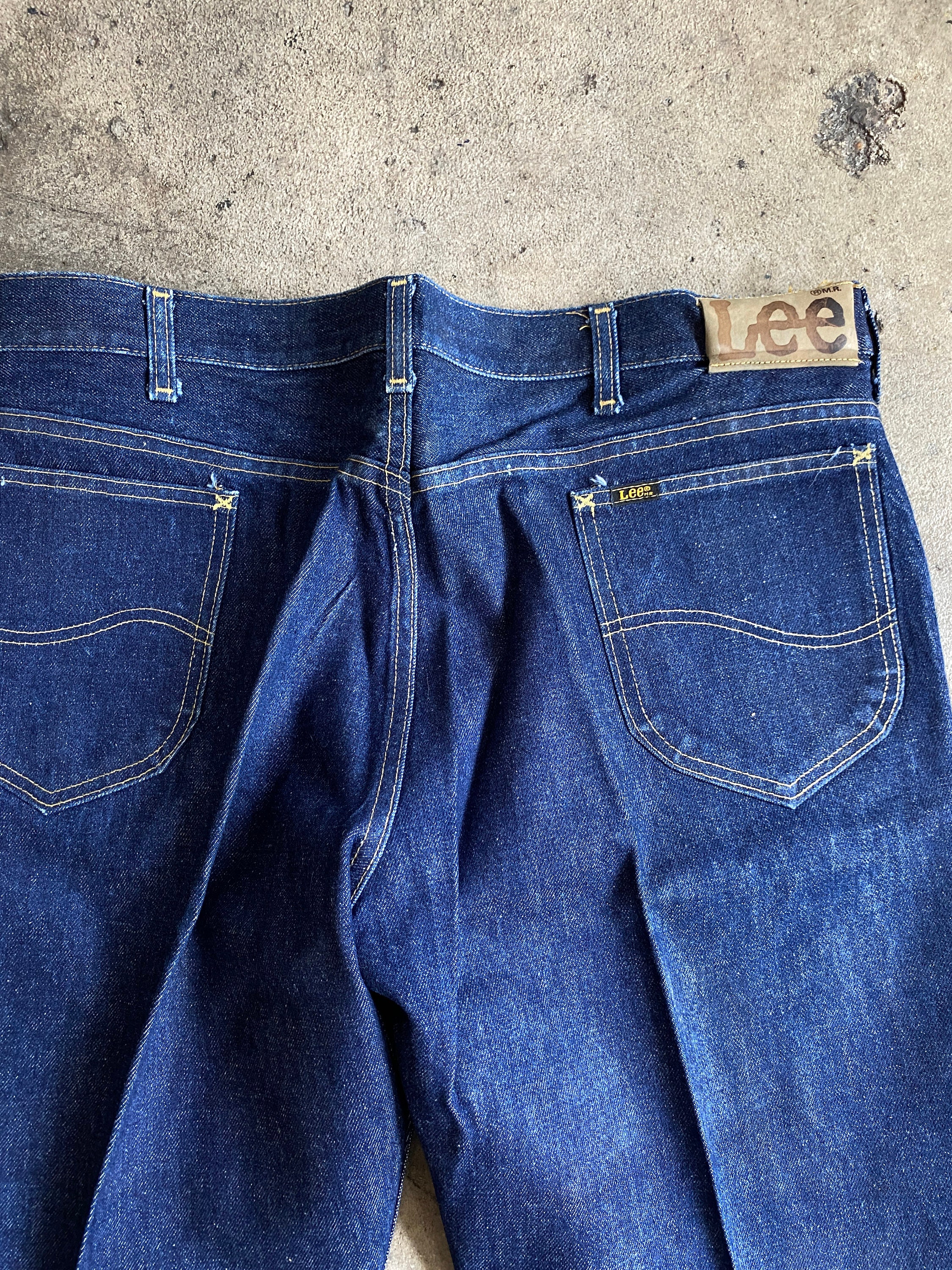 Deadstock 70s/80s Lee 200 Dark Indigo Unwashed Denim Jeans Size
