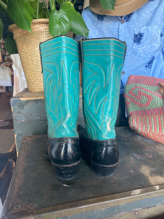 1950s Texas Boot Co. Turquoise Women’s Cowboy Boo… - image 2