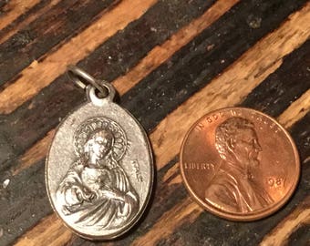 Our Lady Of Fatima -Sacred Heart Silver Tone Catholic Religious Medal - Religious Charm