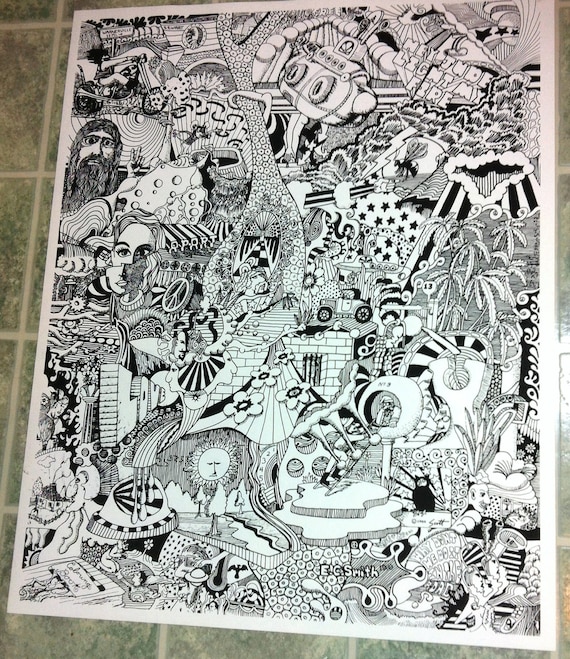 Hey Jude Vintage Coloring Poster The Beatles 1969 Hours of Fun For Baby Boomers
