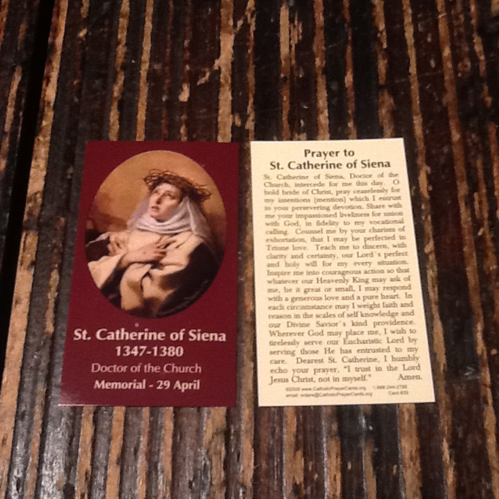 Prayer Card of Saint Catherine of Siena 13471380 Etsy